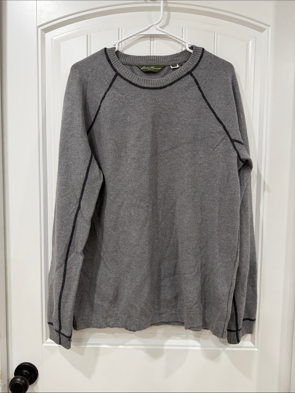 EUC Eddie Bauer Gray Crewneck Sweatshirt with Contrast Stitching Wool Blend